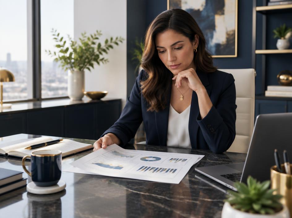 Agency founder reviewing completed monthly financial reports