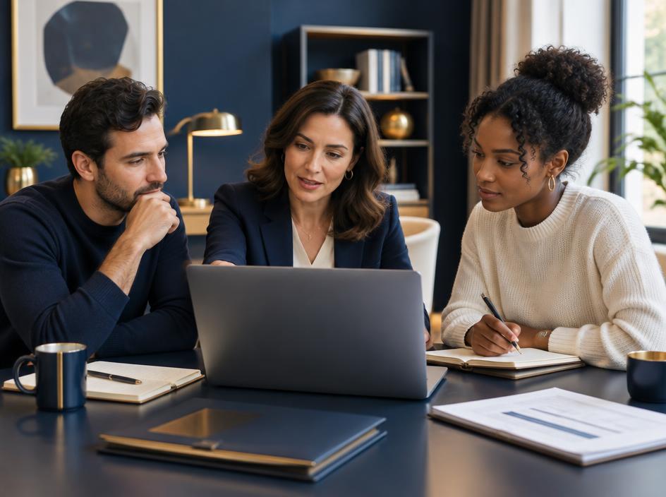 Agency owner meeting with freelance specialists