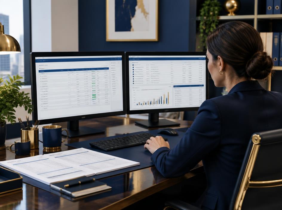 Operations manager reconciling client payments and deposits