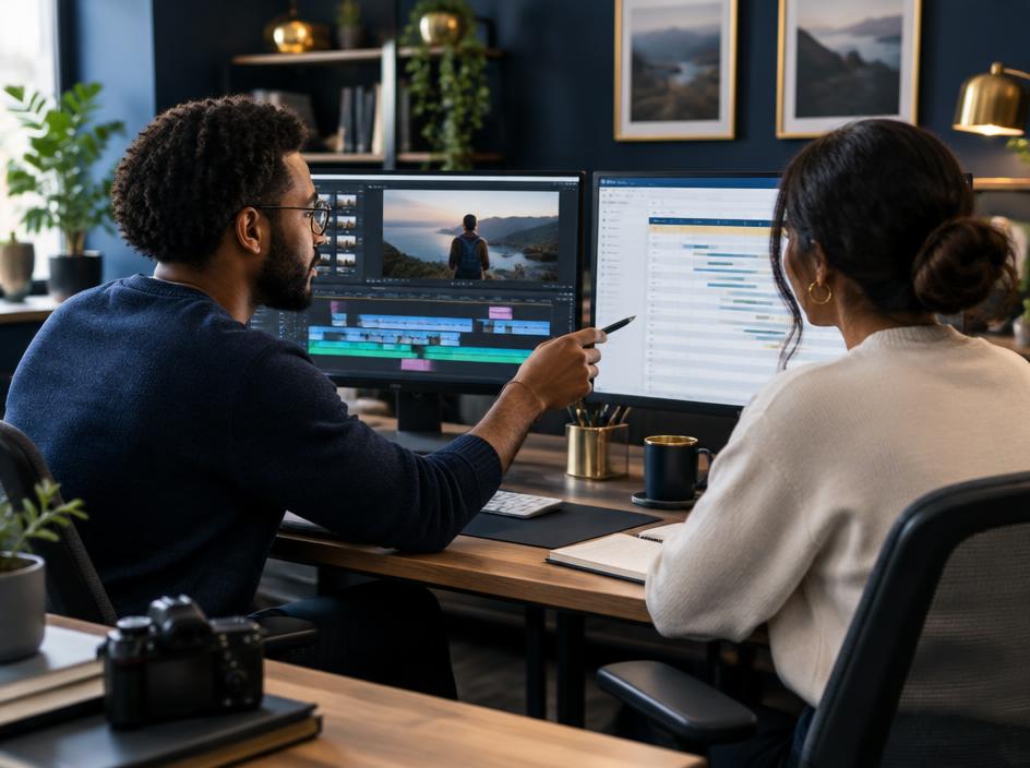 Creator collaborating with a freelance video editor