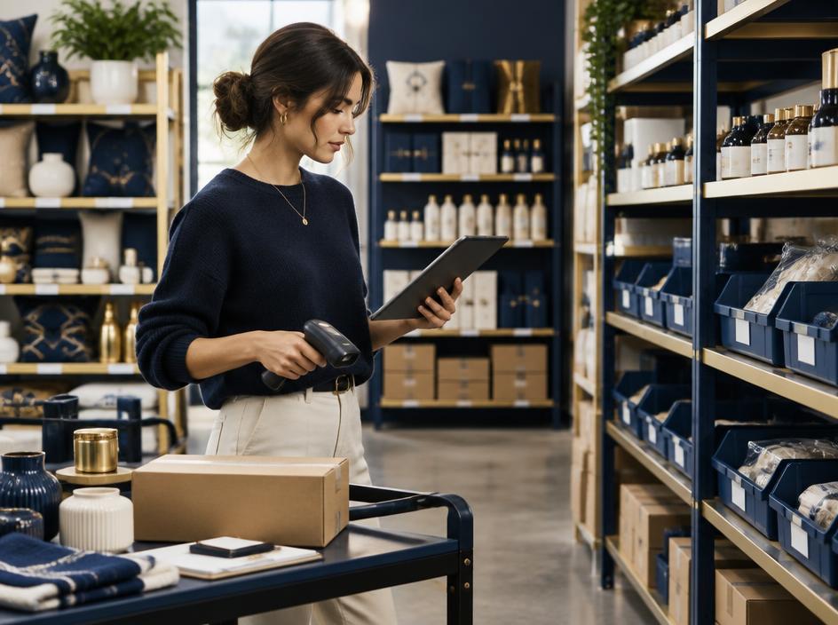 Retail operator scanning and valuing warehouse inventory