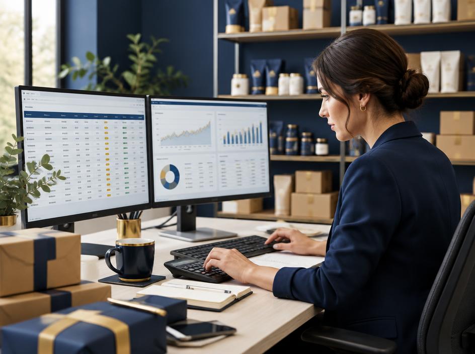 Finance specialist reconciling online store settlements