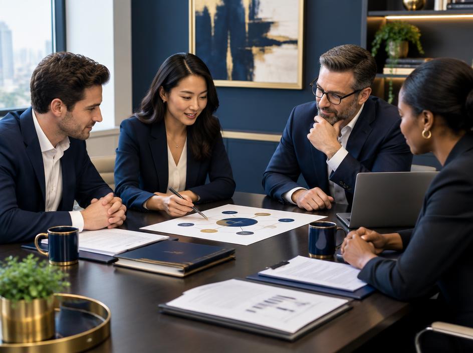 Founders and advisors reviewing an equity ownership plan