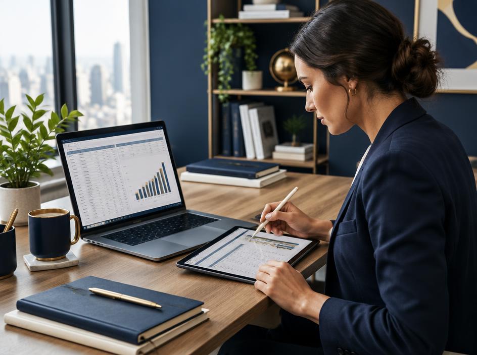Finance professional reviewing a recurring revenue schedule